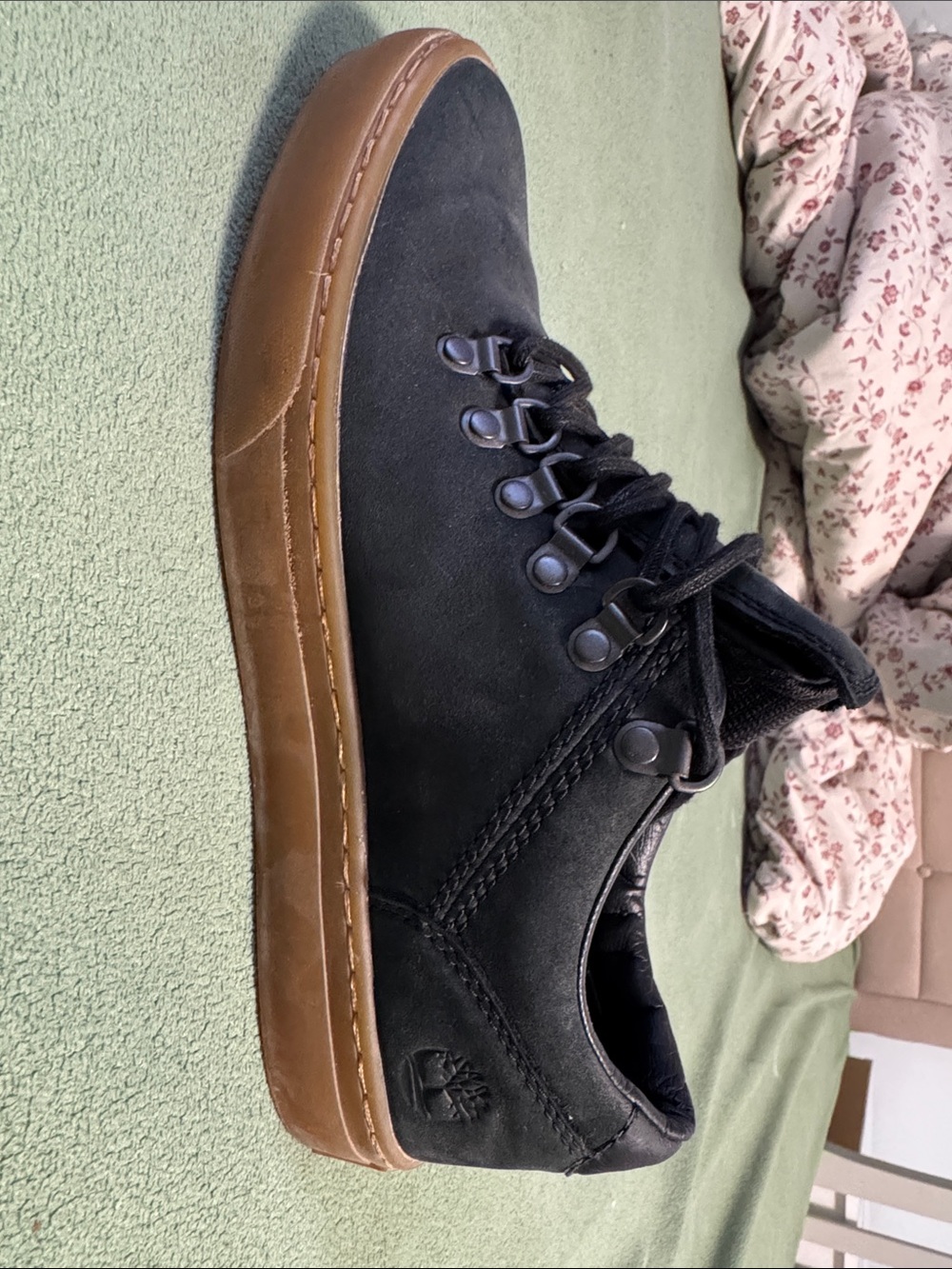 Timberland Black Suede Sneaker with Brown Gum Sole